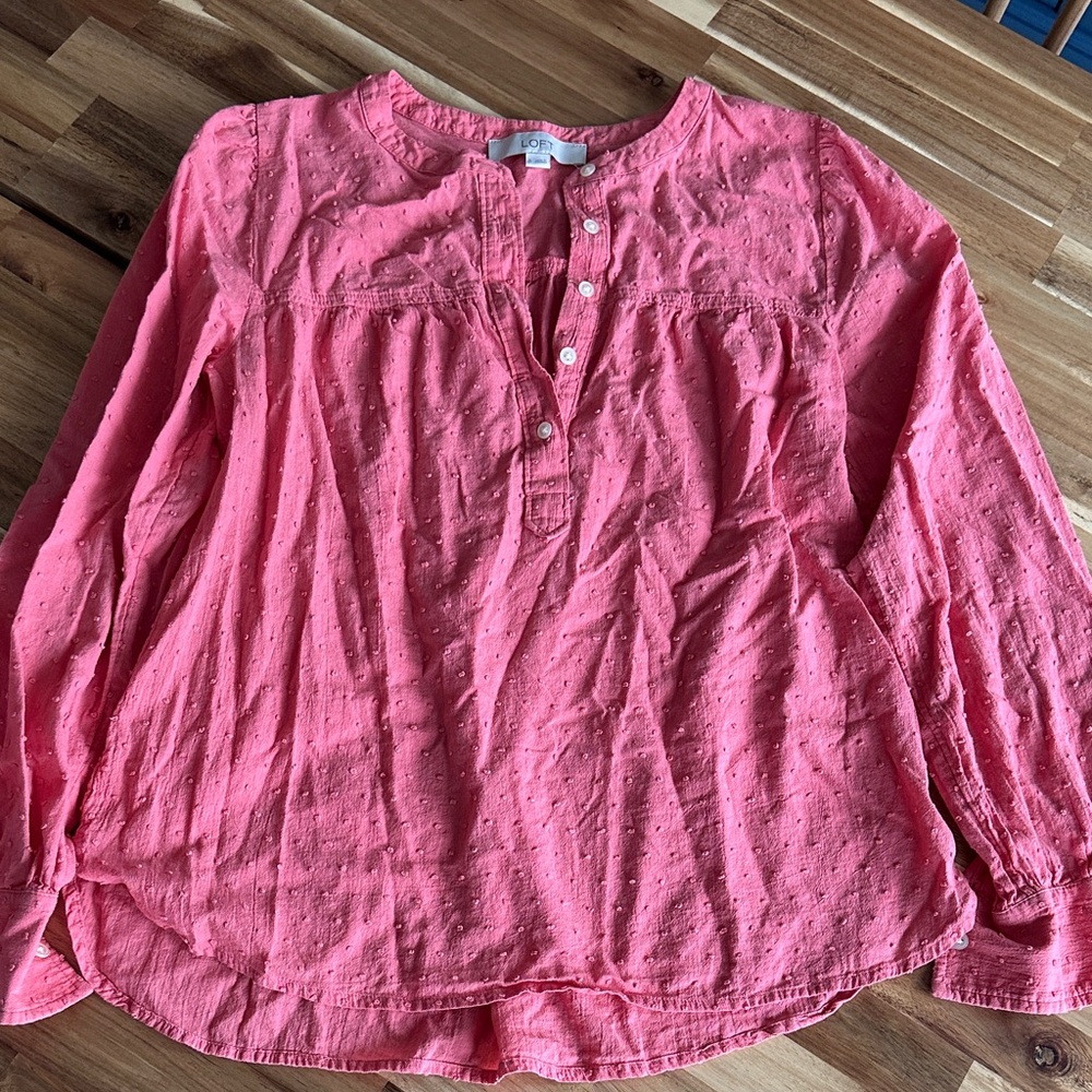 LOFT Pink Textured Blouse